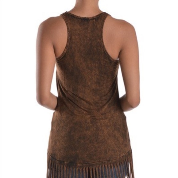🔥🎉HP🎉Sleeveless Mineral Wash Fringe Tank Top - Picture 5 of 13
